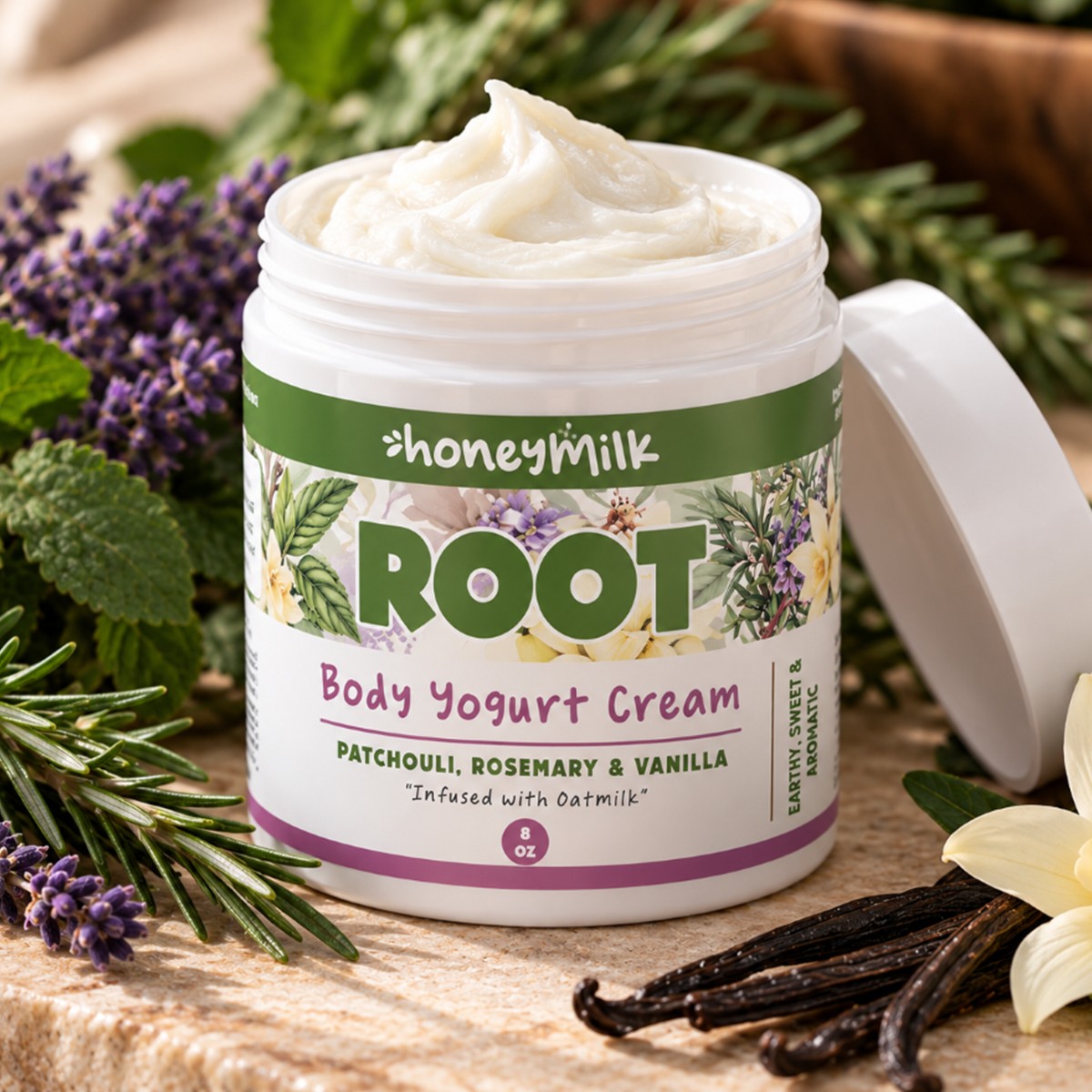 ROOT Body Yogurt Cream (Patchouli, Rosemary, Vanilla)